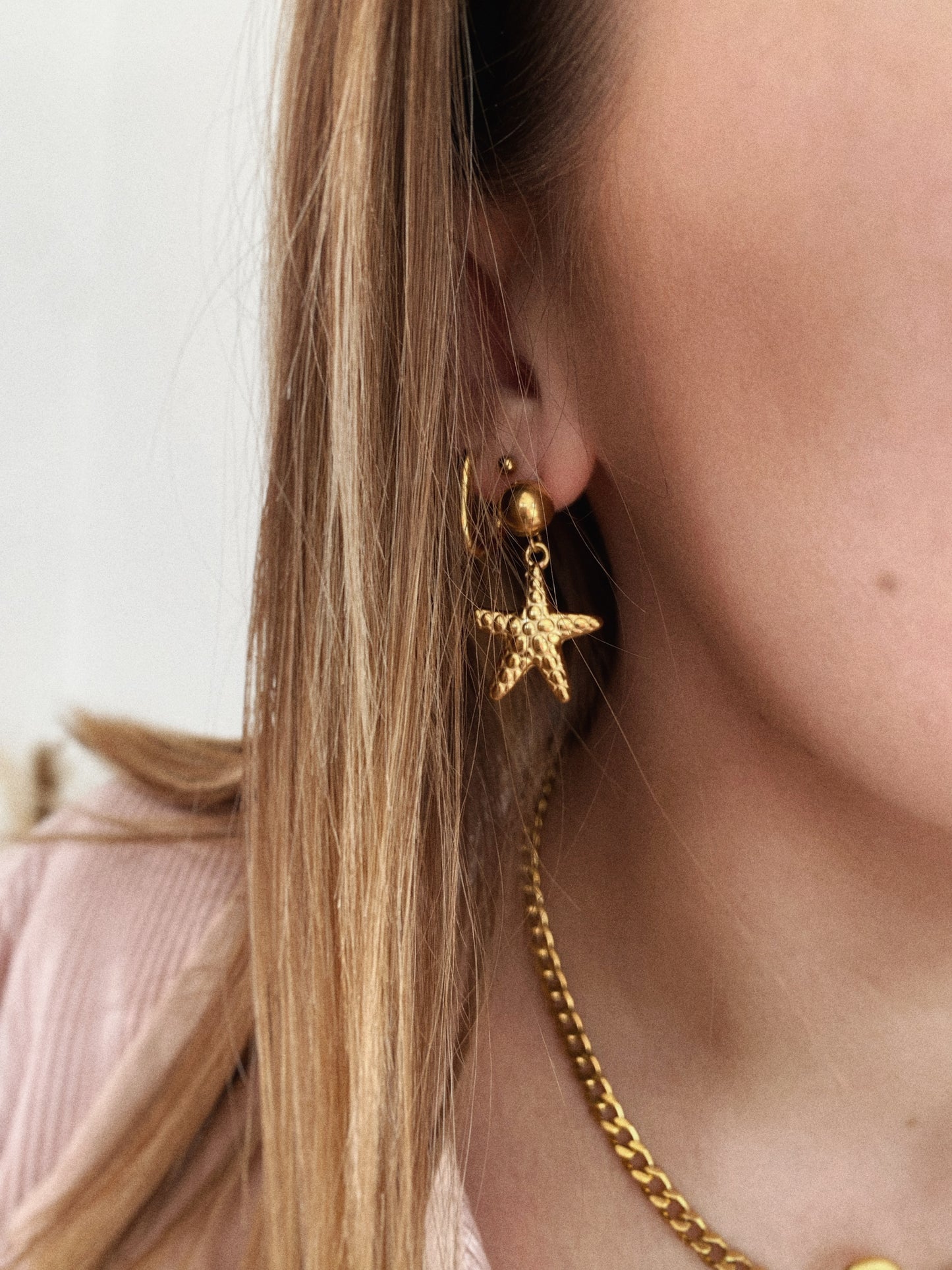 Boucle d'oreille étoile de mer acier tendance