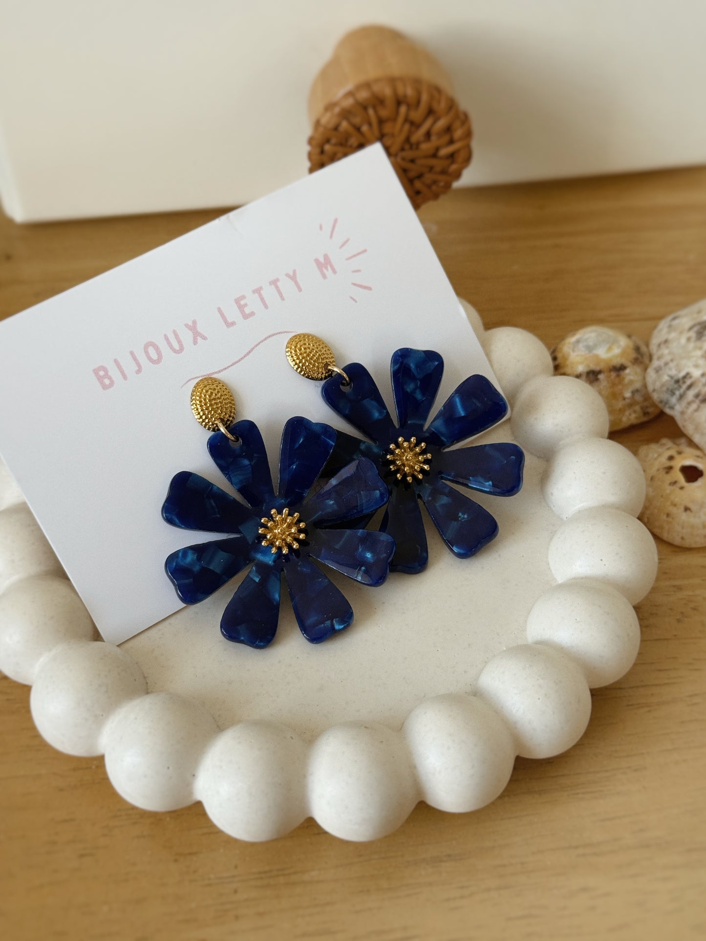 Karen boucles fleurs bleues sur mesure