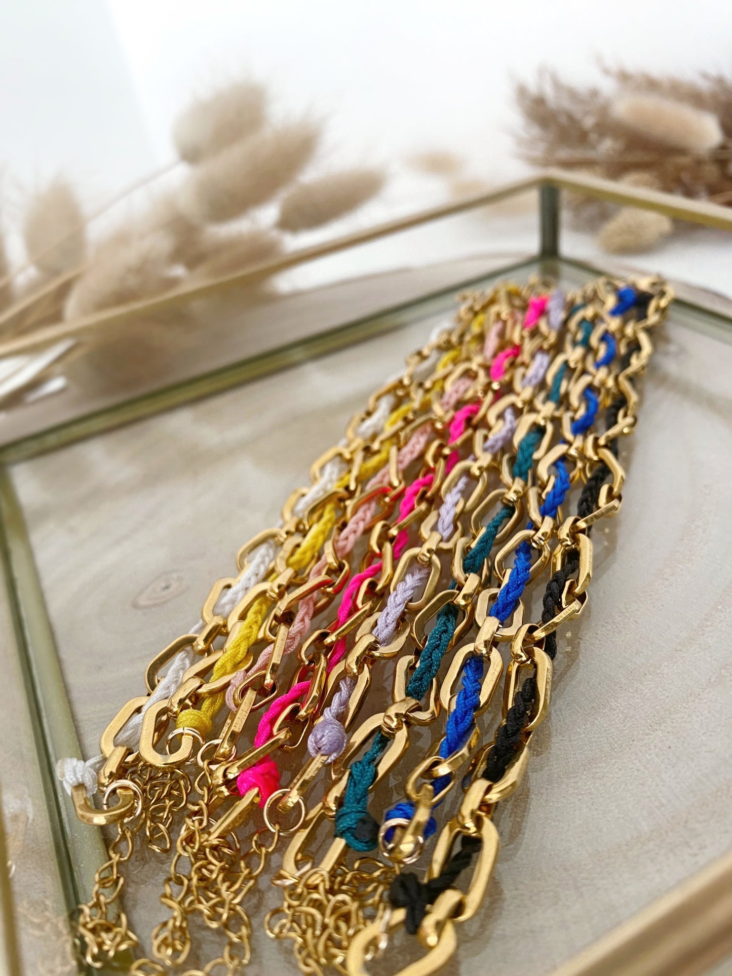 bracelet personnalisable grosse maille et cordon couleur