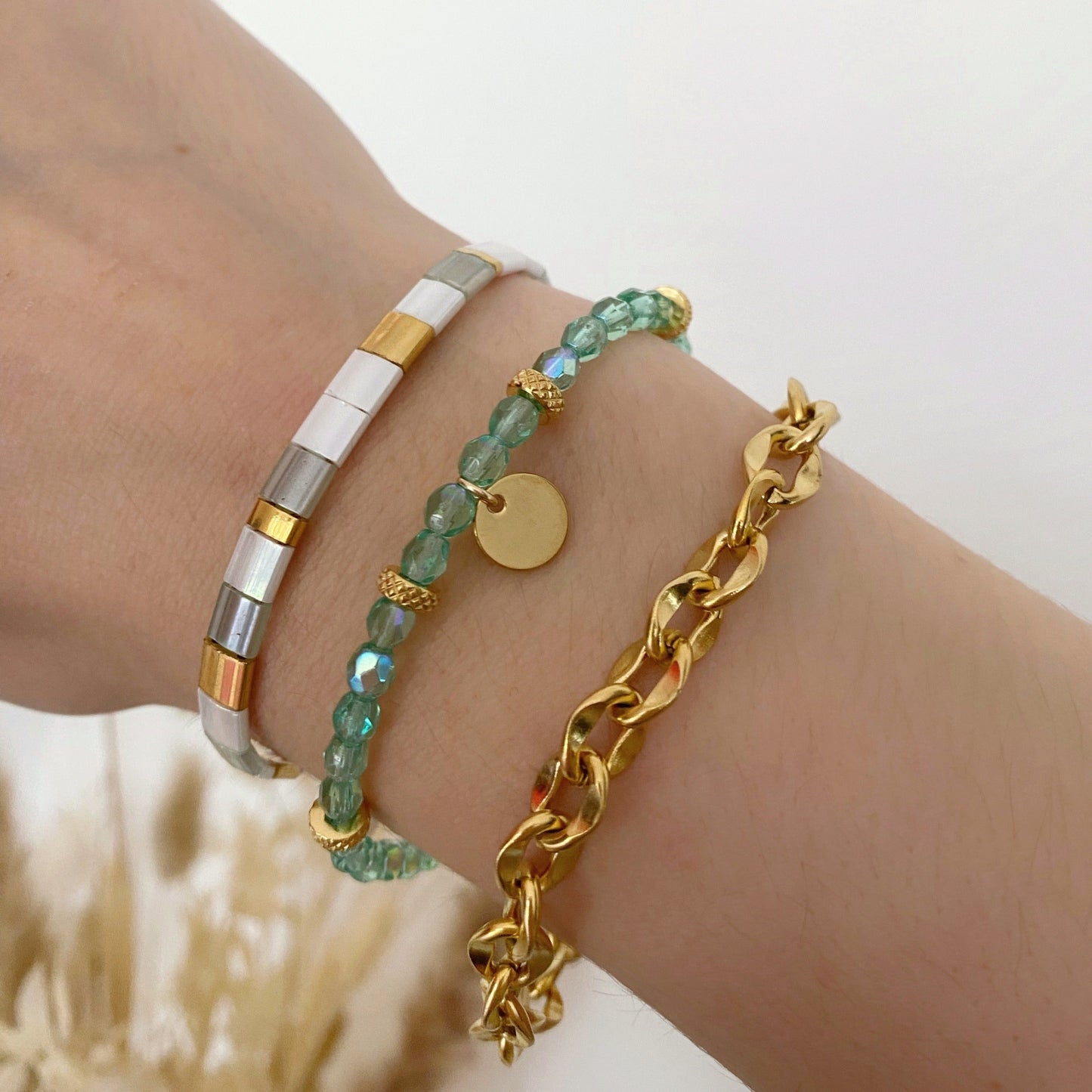 bijoux fait main en Bretagne acier doré gros maillons