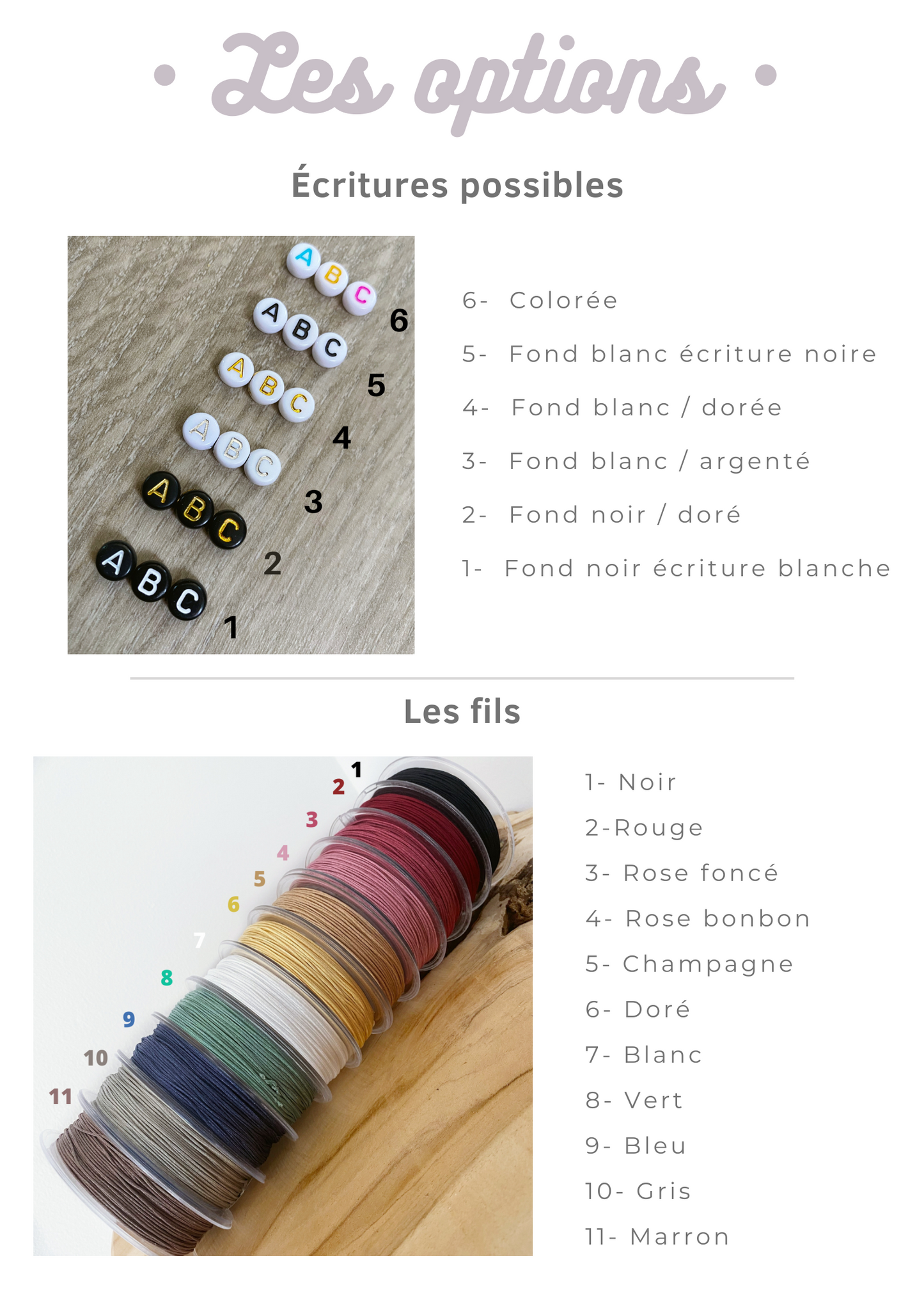 bracelet cordon personnalisable avec perles lettre initiale ou prénom