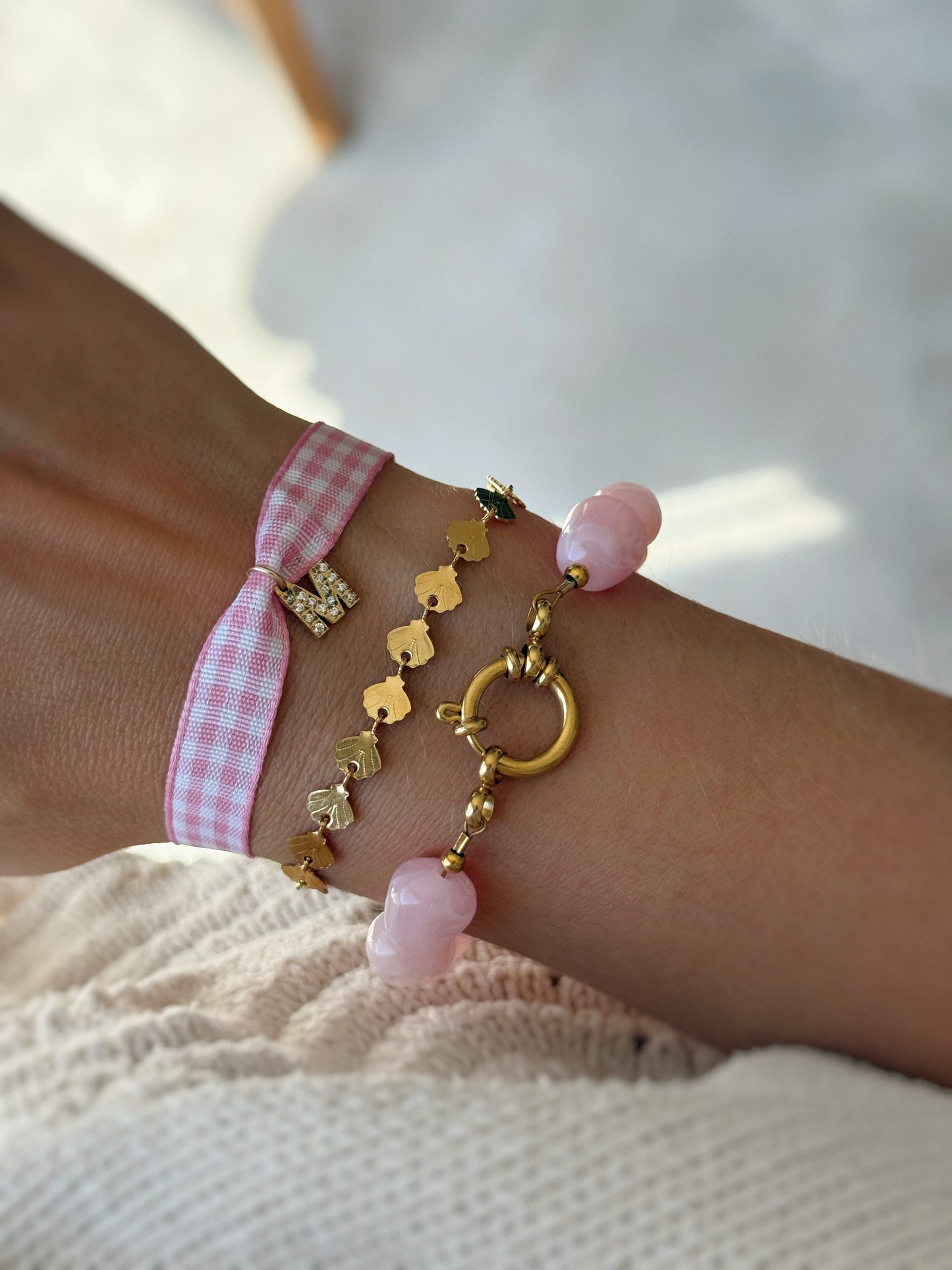 Bracelet Vichy 🌸🌸 à personnaliser avec initiale