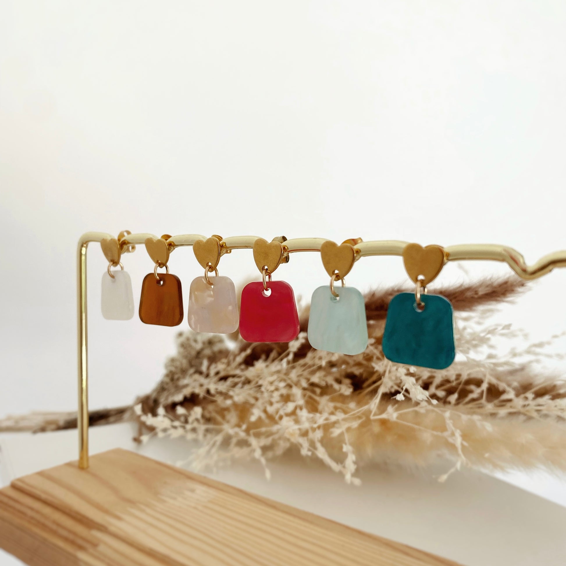 Boucles d'oreilles femme avec coeur doré en acier inoxydable