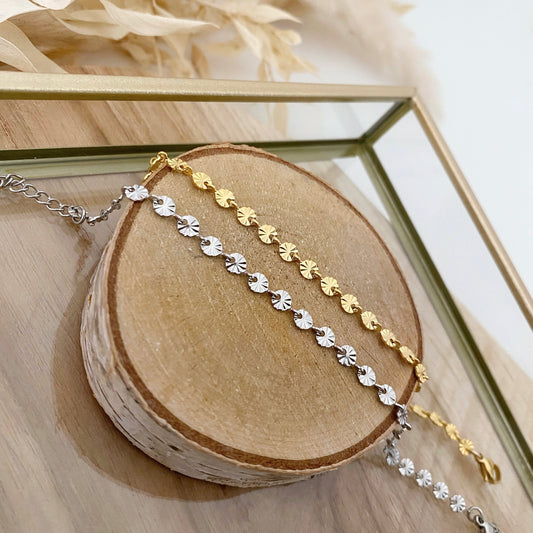 bracelet fin pour femme argenté ou doré en acier inoxydable création bijoux en Bretagne