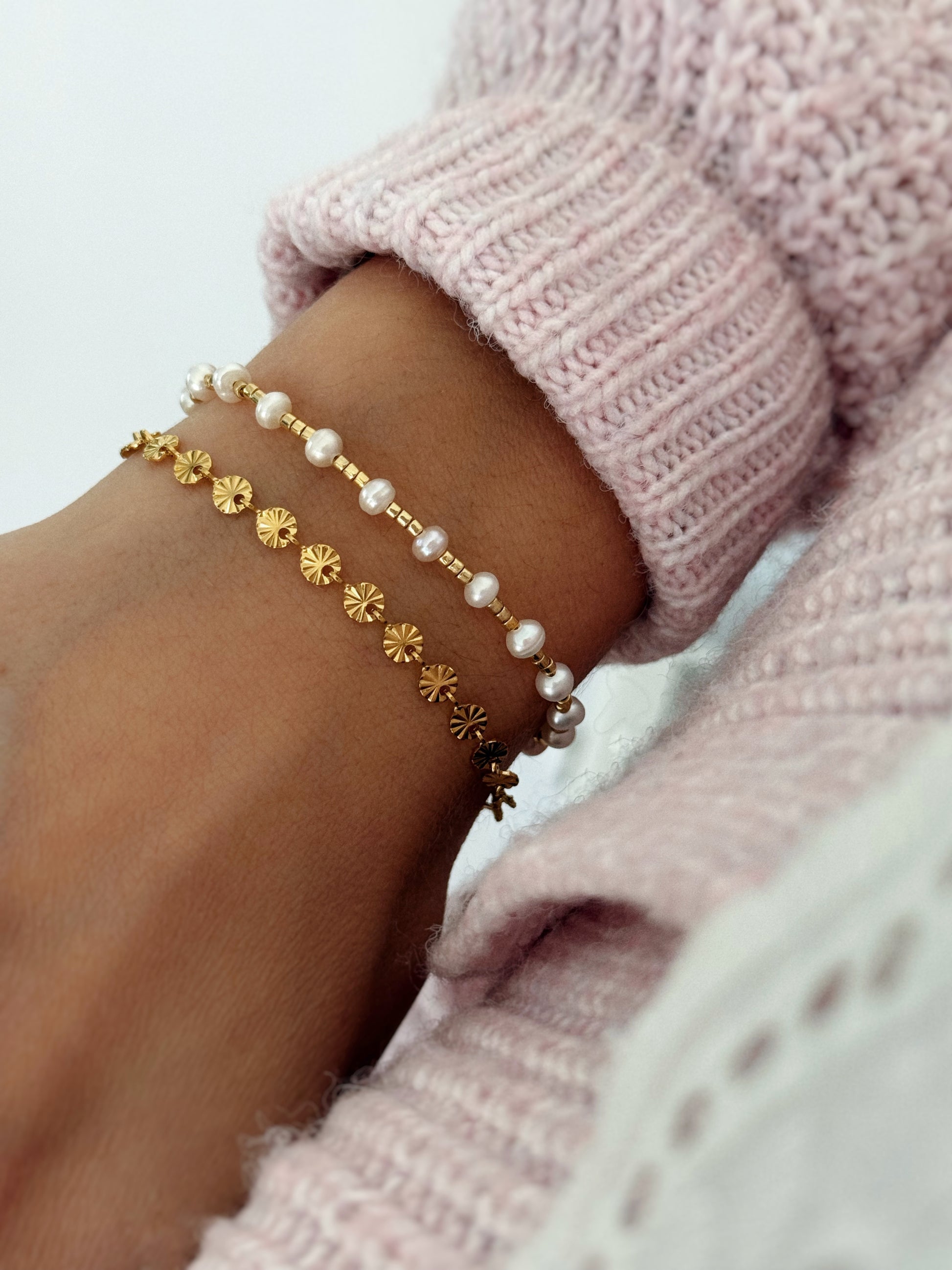 Perles d'eau douce blanches bracelet tendance solaire lumineux
