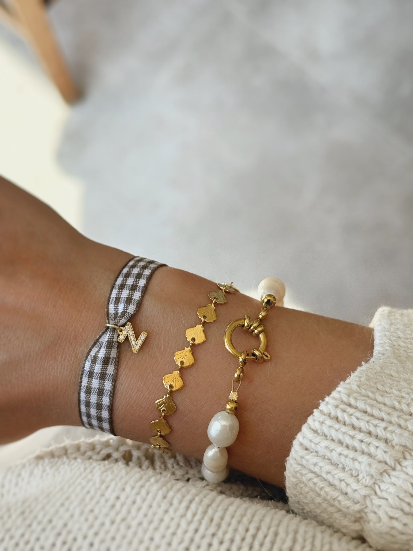 Bracelet Vichy 🌸🌸 à personnaliser avec initiale