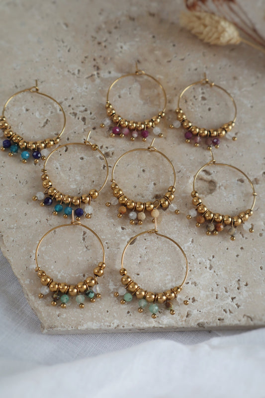 créoles pierres naturelles colorées fait main bohème