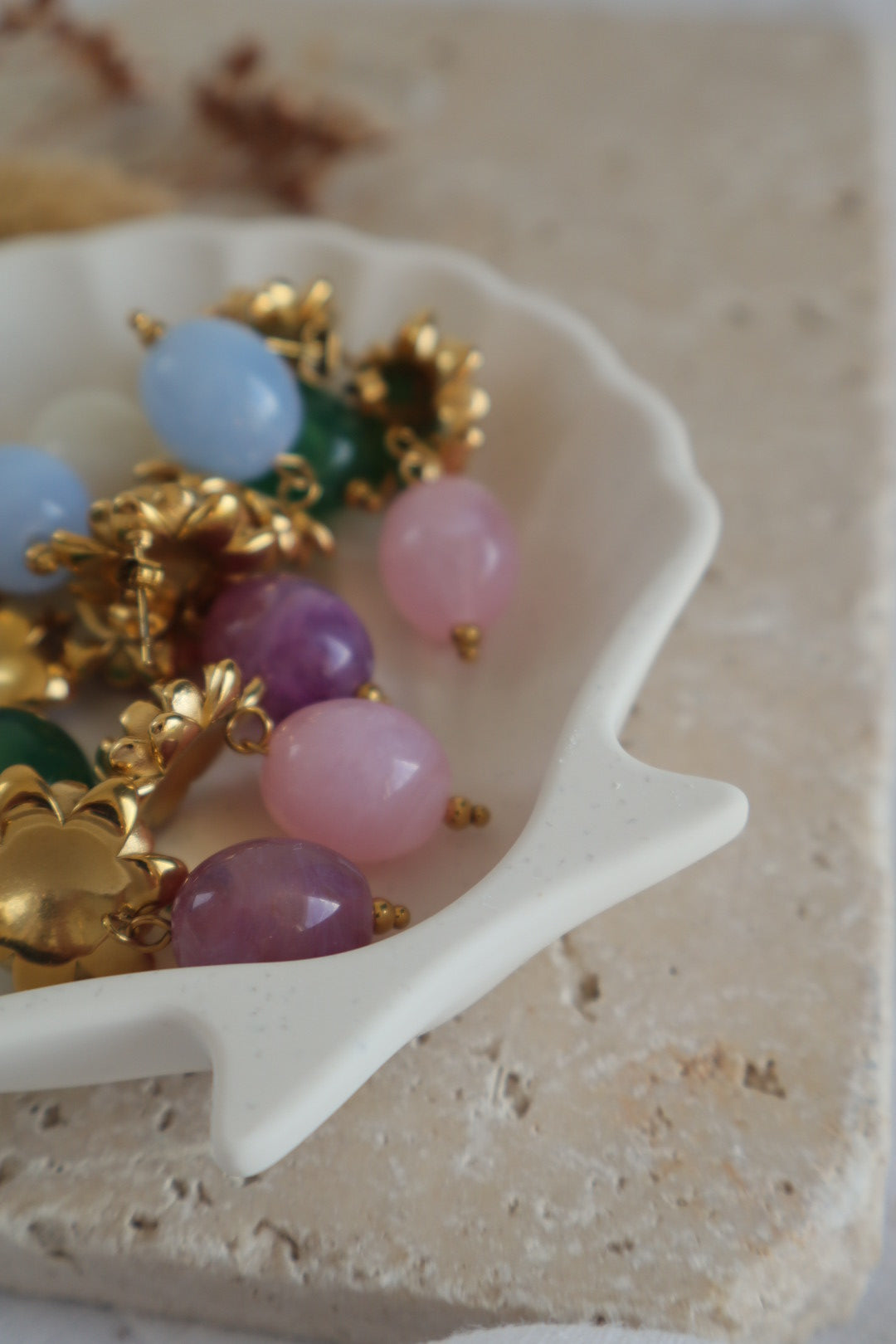 Bijoux fait main boucles fleurs colorées