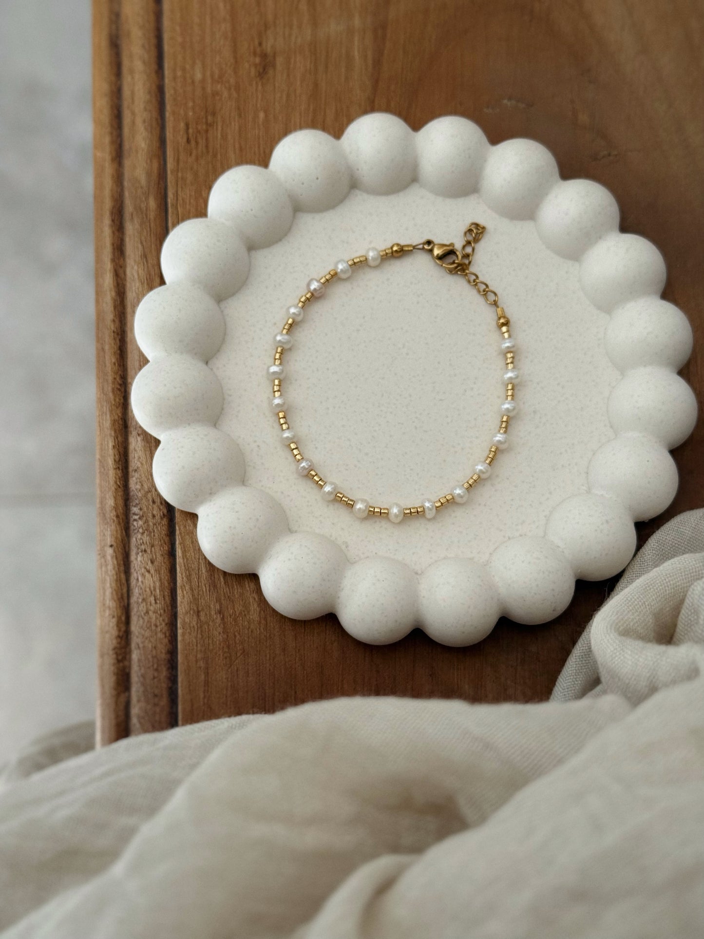 bracelet blanc perle d'eau douce créatrice bretonne