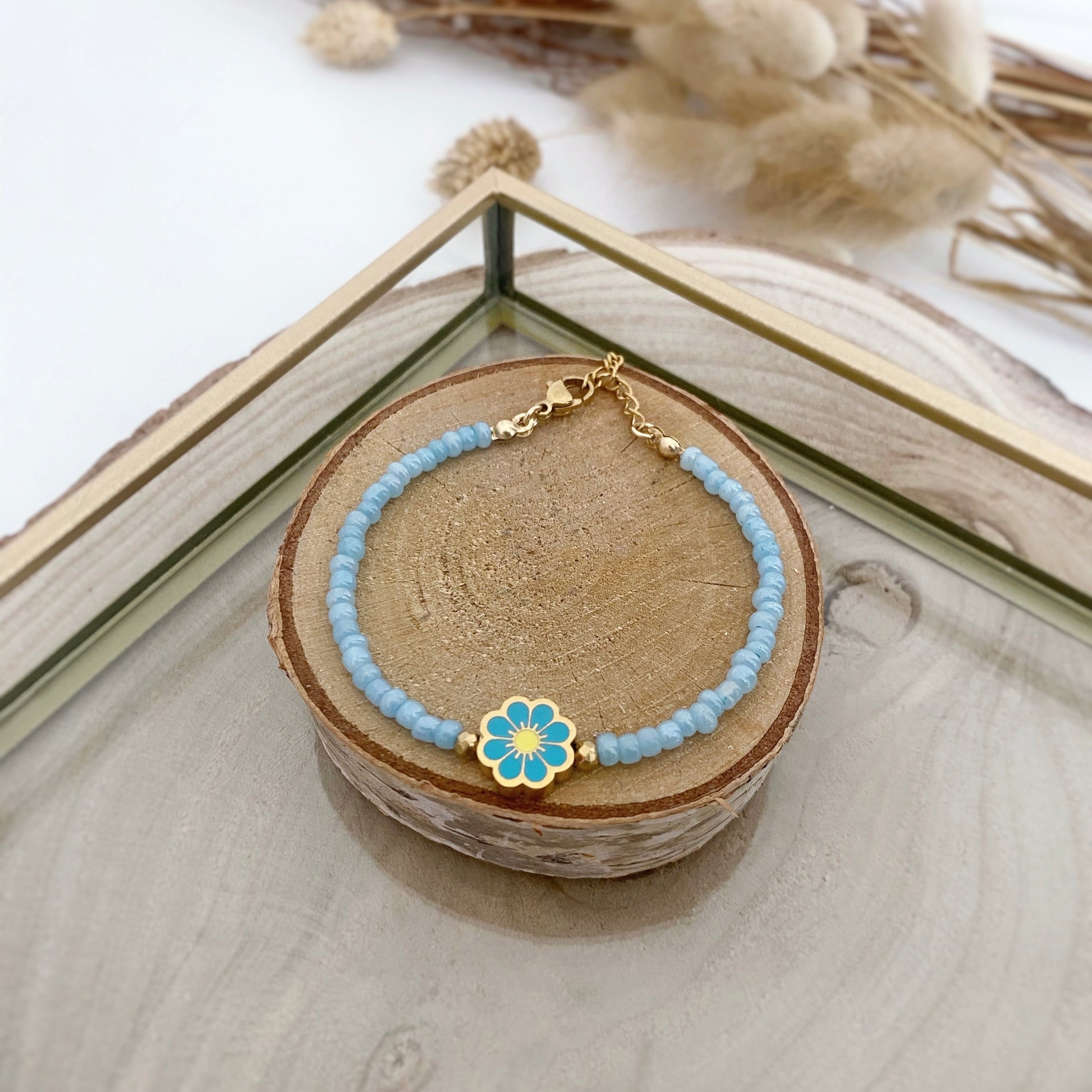 bracelet bleu femme marguerite