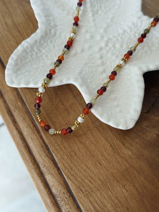 collier automne fait main avec pierres et perles