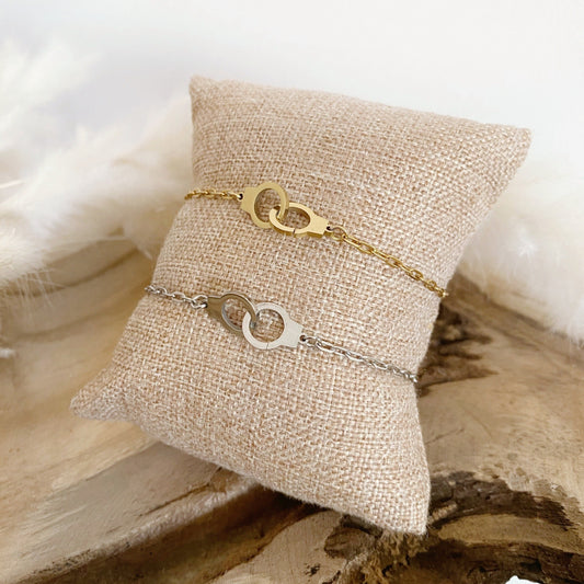 bracelet chaine fine avec menotte en acier inoxydable argenté ou doré pour femme bracelet tendance 