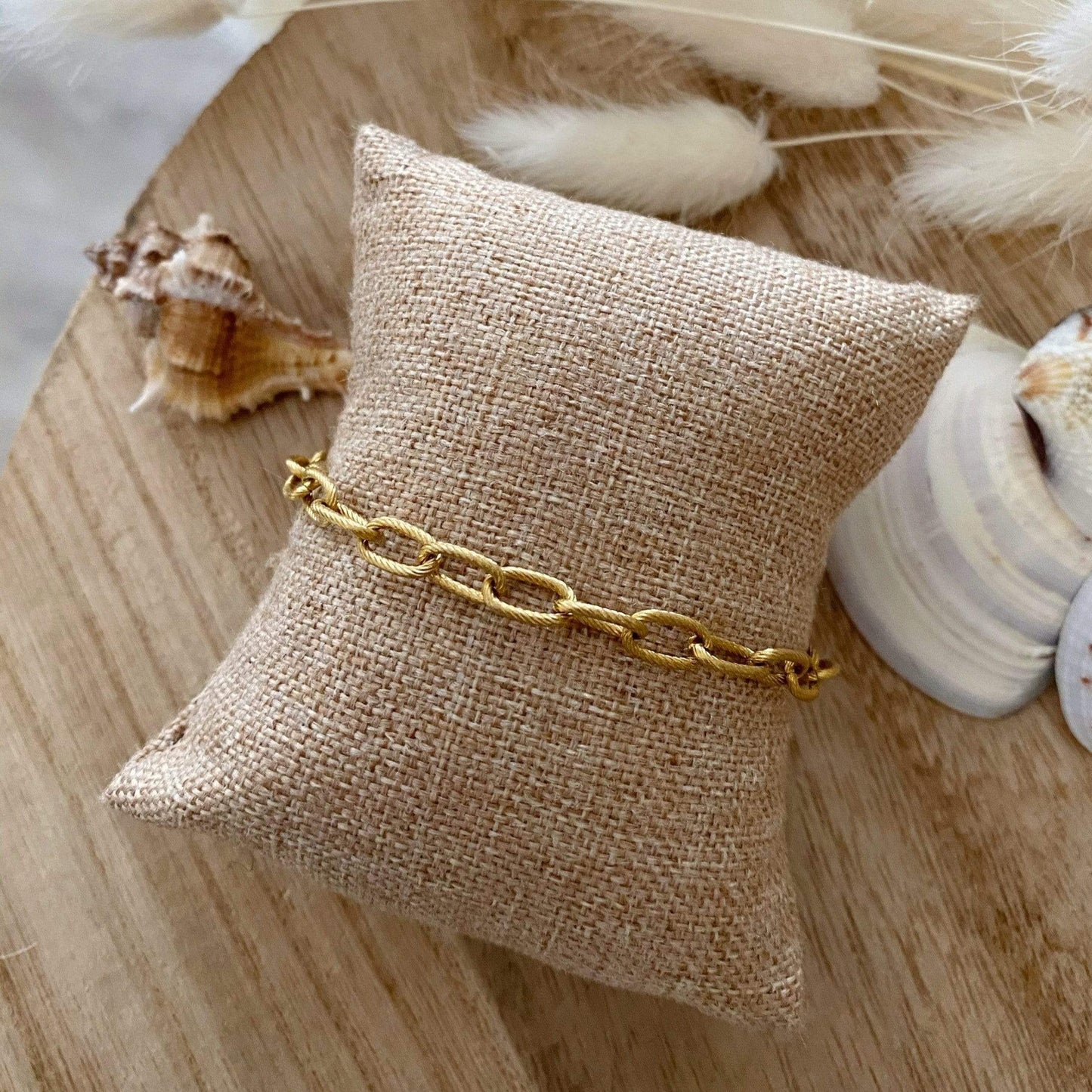 bracelet pour femme chaine gros maillon torsadé doré 