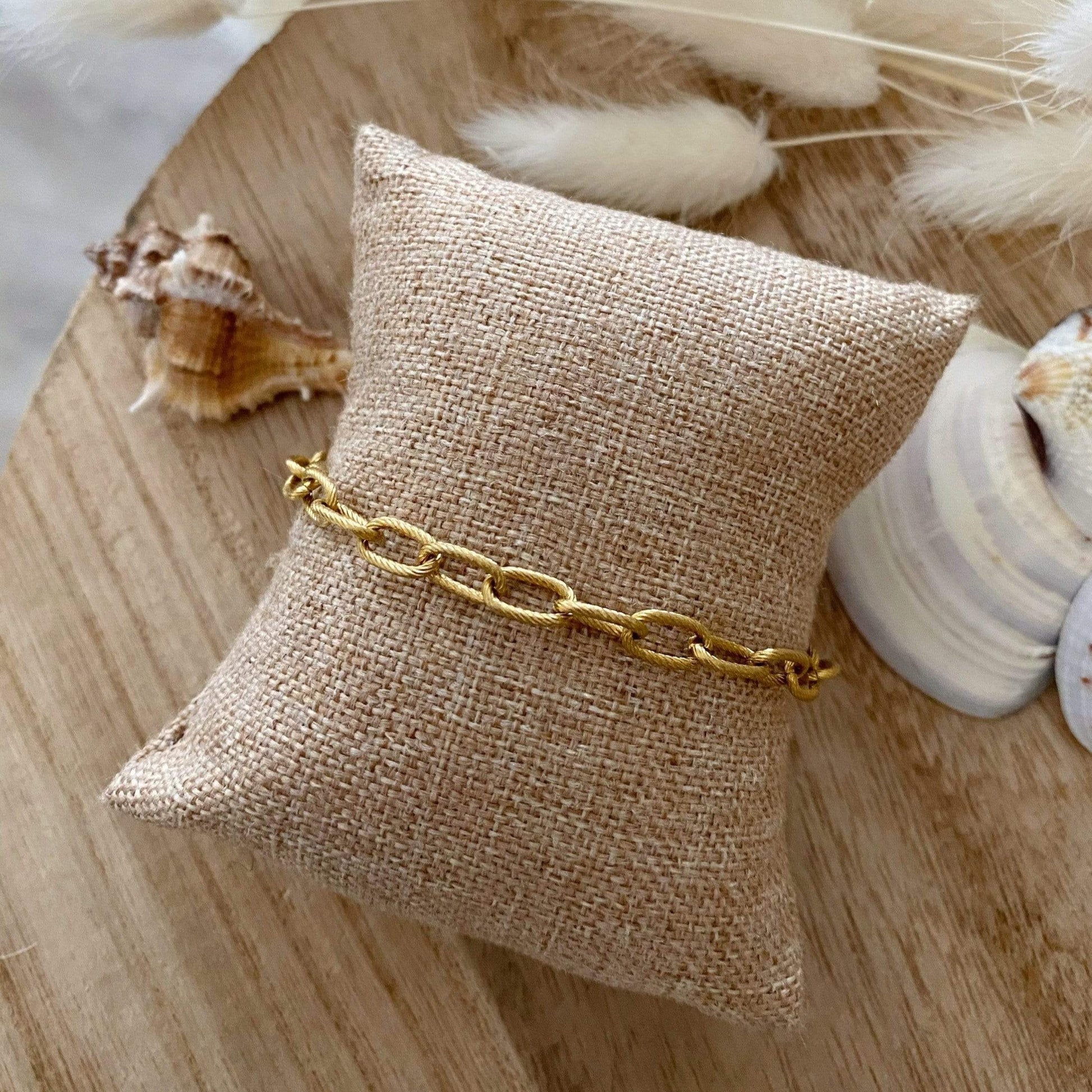 bracelet pour femme chaine gros maillon torsadé doré 